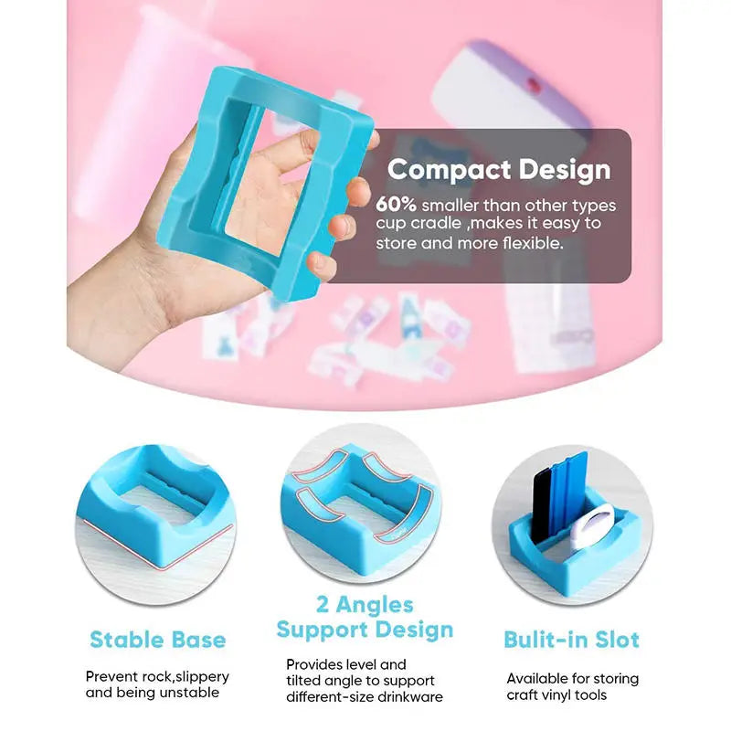 Silicone Tumbler Holder – Anti-Slip Lightweight Cup Cradle Stand with Two-Angle Support for Home Use