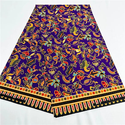 6 Yards African Real Wax Fabric - 100% Cotton Original Ankara Print for Party Dresses K121901