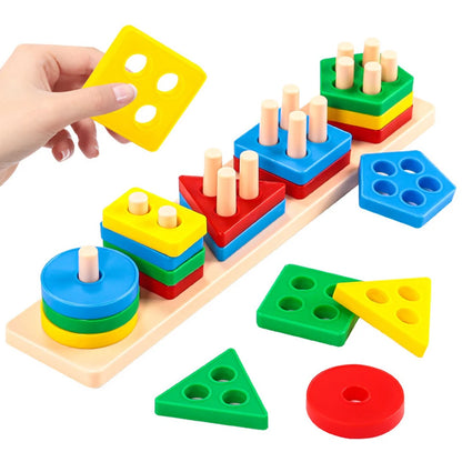 Geometric Building Blocks Set – Early Learning Educational Toys for Toddlers and Children’s Shape Recognition and Creativity