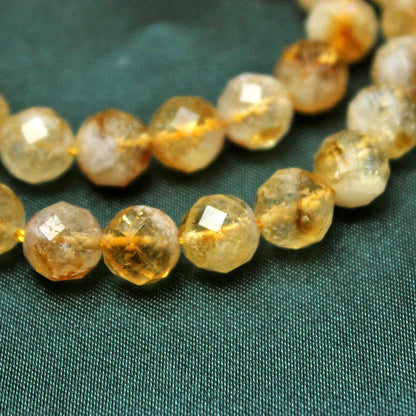 Natural Citrine Crystal Round Beads - DIY Loose Gemstone Beads for Handmade Bracelets & Necklace Jewelry Making