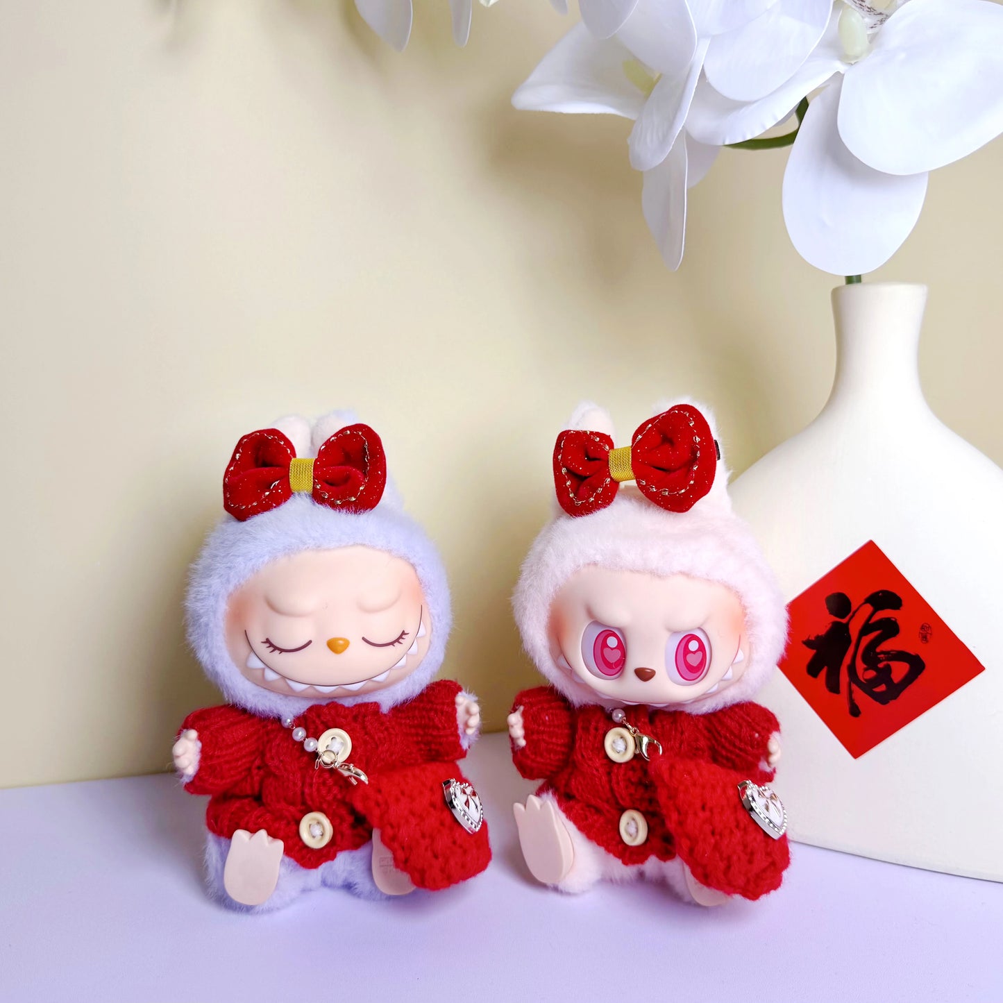 17cm Labubu Plush Doll Clothes – Macaron Outfit, Hair Accessories, DIY Clothing for V1 V2 Dolls & Kids Gift