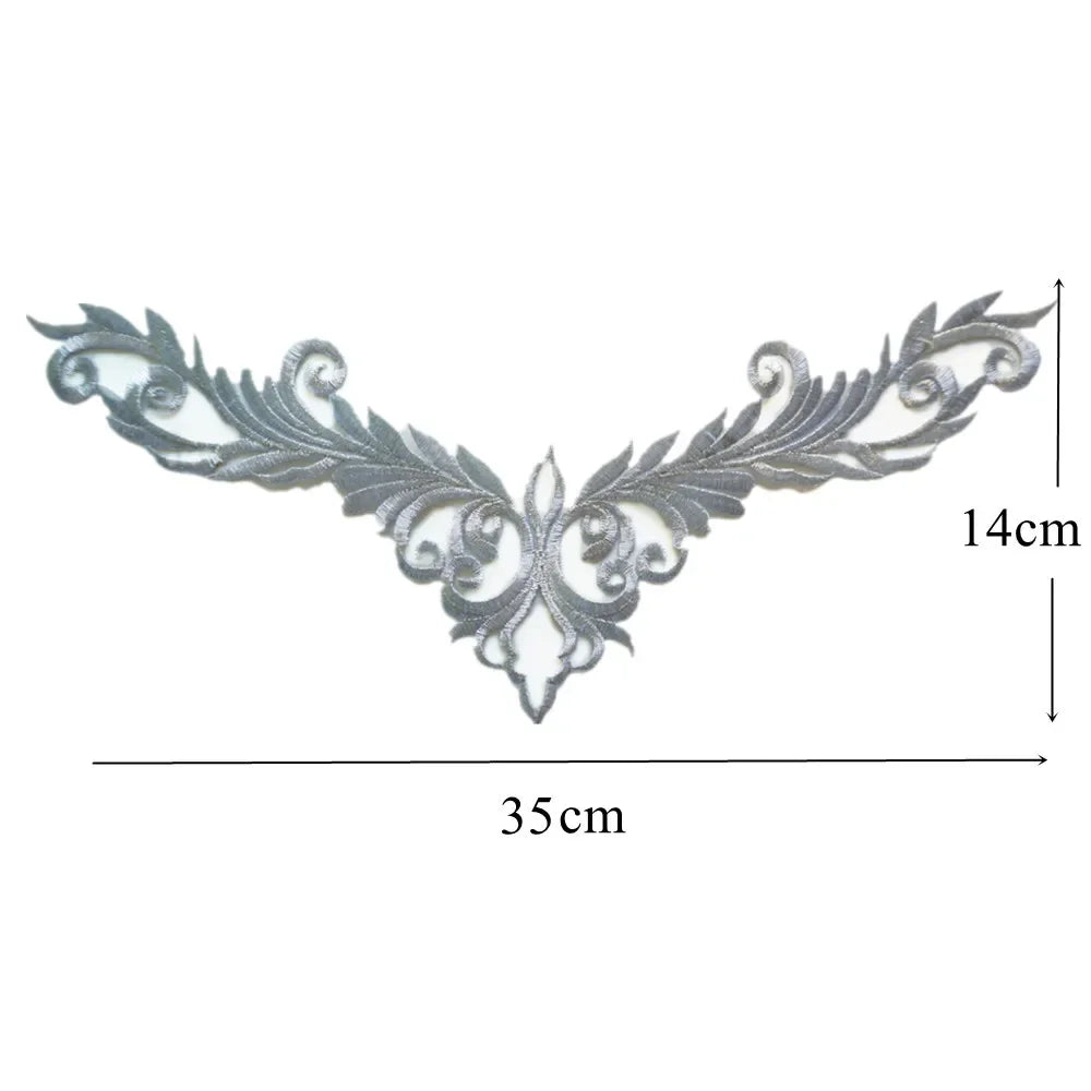 Silver Baroque Sequin Flower Applique – Embroidered Iron-On Patch for Wedding & DIY Crafts