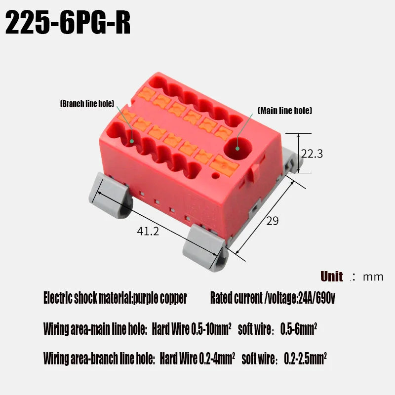Push-In Modular Wire Connector Terminal Block – Compact 1-In Multiple-Out Splicing Lighting Connector, 225 Series (1Pc)
