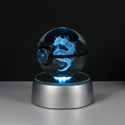 Pokémon 3D Crystal Ball LED Night Light – Pikachu Gengar Eevee Mewtwo Pokéball Base Lamp Kids Birthday & Home Decor Gift