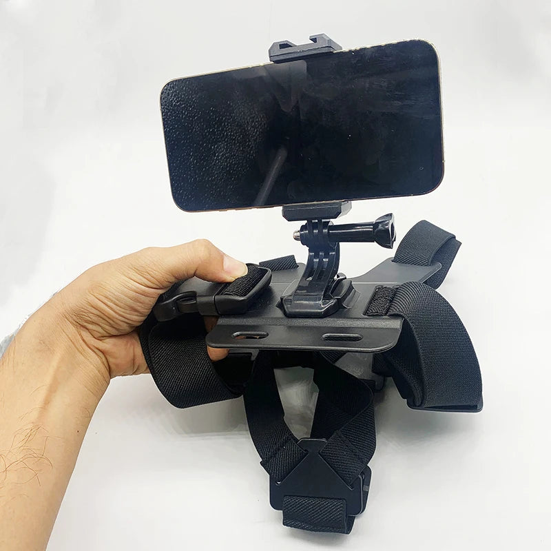 First-Person Adjustable Chest Strap Mount – Action Camera & Mobile Phone Holder for Cycling, Skiing, Outdoor Recording