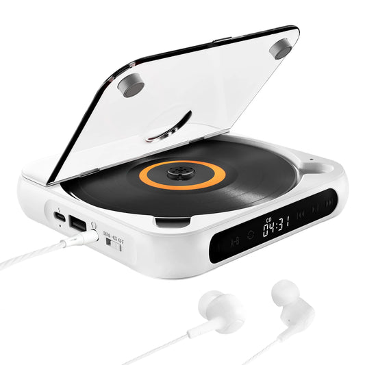 KC918 CD Player, Portable Bluetooth Speaker with LED Screen, Stereo, IR Remote, Wall Mountable & FM Radio