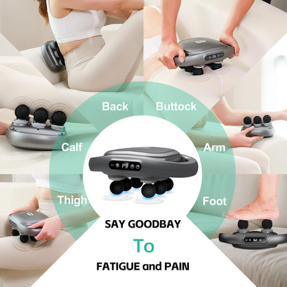 Six-Head Fascia Gun Massager — High-Frequency Electric Muscle Relaxation for Back, Waist, Legs, Shoulders & Full Body