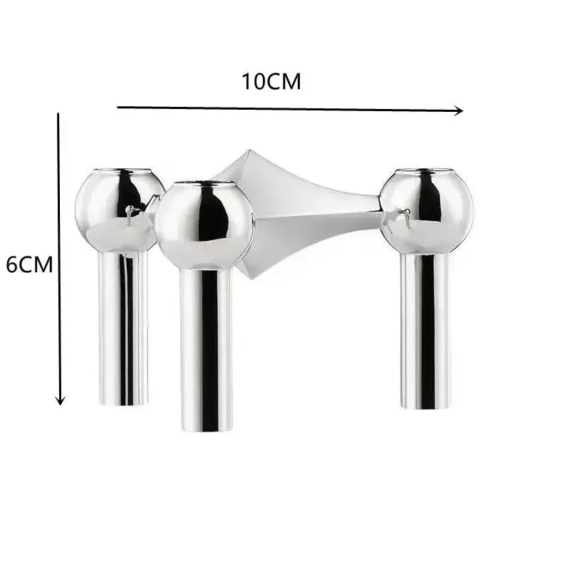 Metal Molecular Structure Candle Holder – Nordic Silver Candelabra Centerpiece for Living Room Decor & Gift