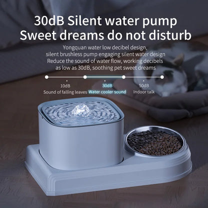 2-in-1 Cat Water Fountain: Automatic Drinker and Feeding Bowl - 3L Recirculating Filtered Water Dispenser for Happy and Hydrated Cats