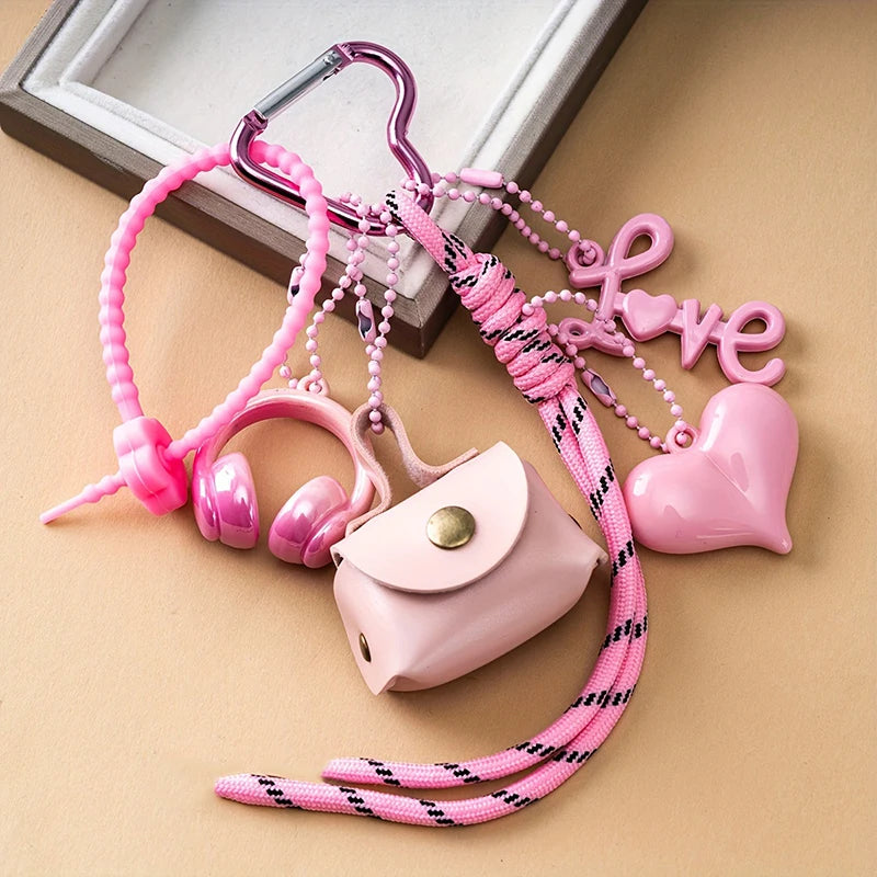 PU Leather Braided Rope Keychain - Maillard Style Car Keyring & Love Bag Charm