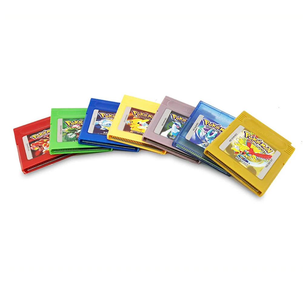 Pokémon GBC 16-Bit Game Cartridges – Red, Blue, Crystal, Gold, Silver, Green & Yellow for Game Boy Color