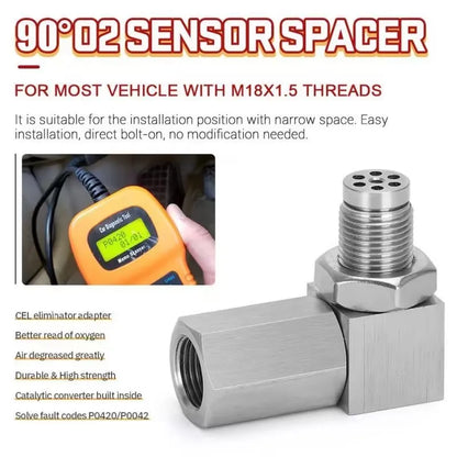 New 90 Degree Oxygen Sensor Extender – Mini Catalyst Lambda O2 Adapter, M18*1.5 Universal CEL Fix