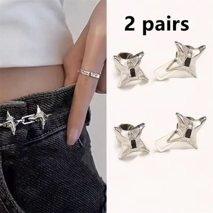 Four-Pointed Star Adjustable Waist Tightener Buckle – Fashion Jeans Waist Cincher Clip Accessory