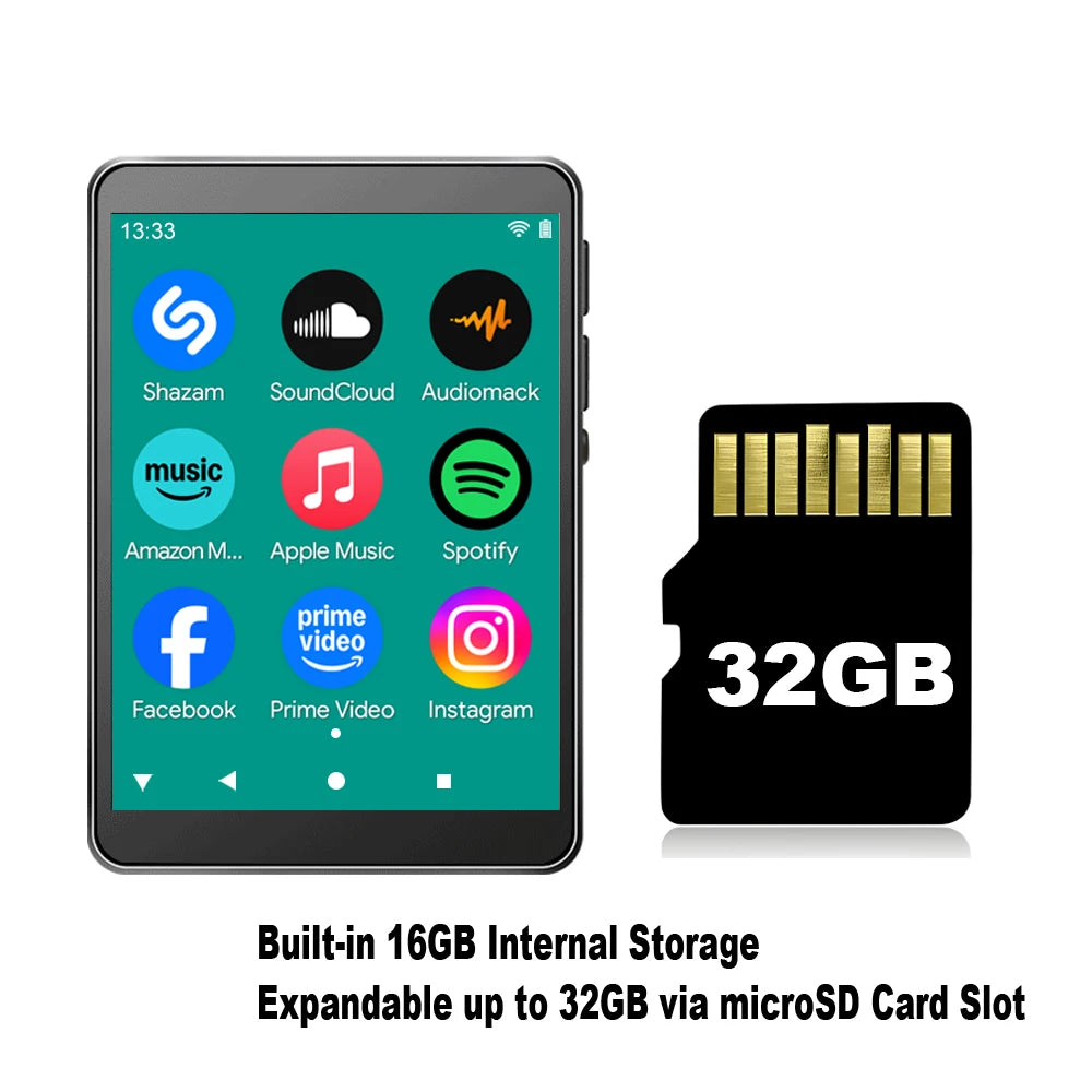 Famue PA03 Android MP3/MP4 Player - 48GB HiFi Lossless Audio with 2.8-Inch Screen, WiFi & Bluetooth