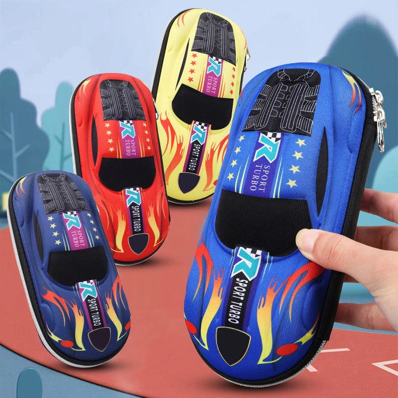 3D Racing Car Pencil Case for Kids – Cartoon EVA PU Stationery Box for School, Cute Pen Bag for Boys