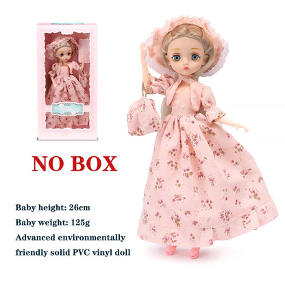 Slim 26cm BJD Doll for Girls – 13 Movable Joints with Princess Outfit, Blue Eyes & Eyelash Accessories