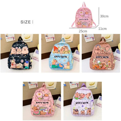 Cute Capybara Backpack | Large Capacity, Breathable Nylon Schoolbag for Students, Women & Girls, Ultra-Light Book Bag