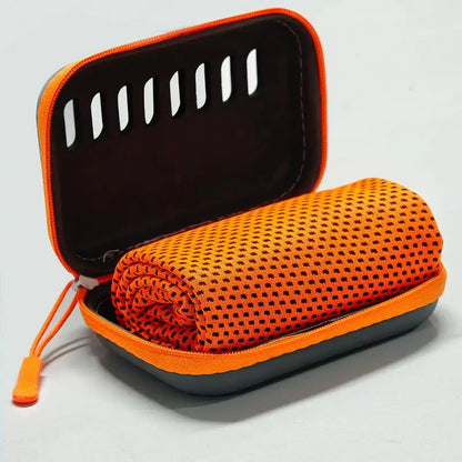 Cooling Towel with EVA Case - Quick-Dry Portable Sports Towel for Camping, Hiking, Gym & Yoga