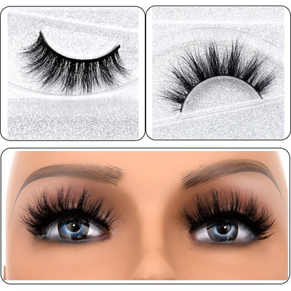 3D Real Mink False Eyelashes – Thick Handmade Strip Lashes with Glitter Packing for Makeup Beauty D101