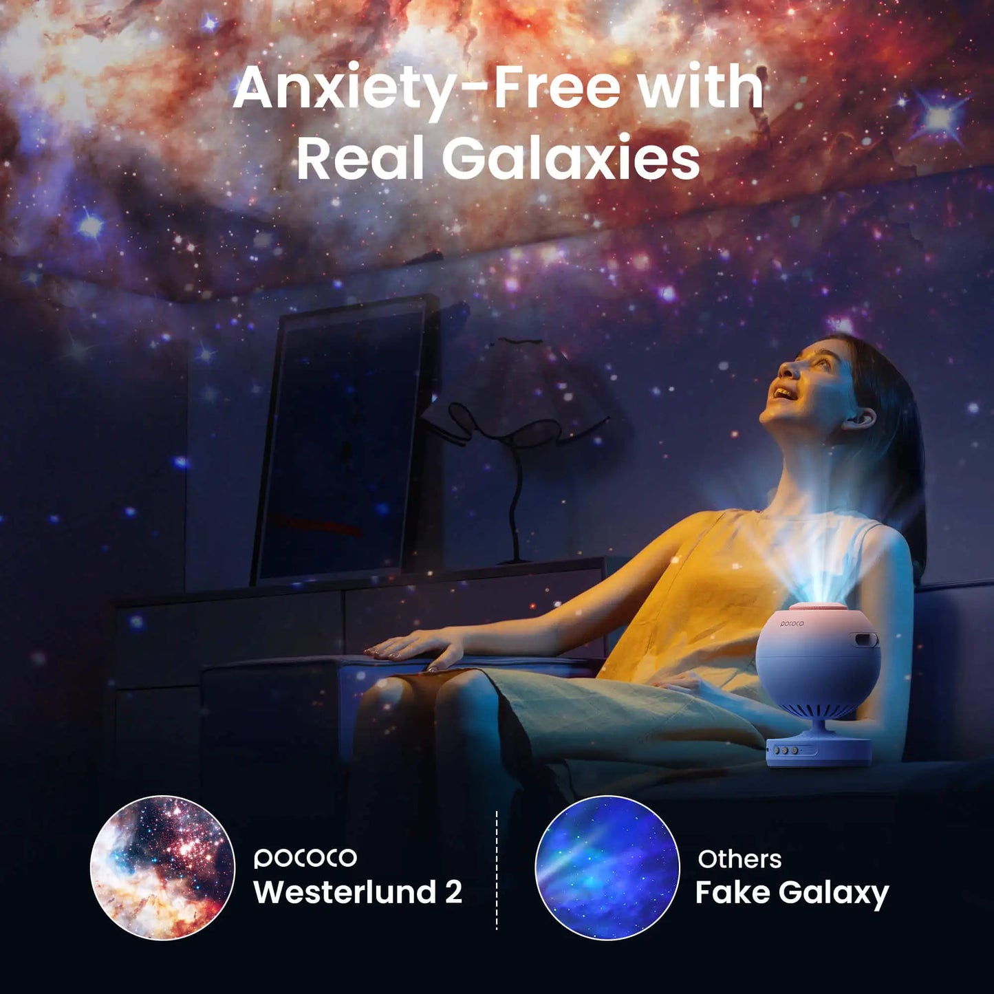 POCOCO Galaxy Projector - Star Night Light Lamp with HD Soft Light for Kids