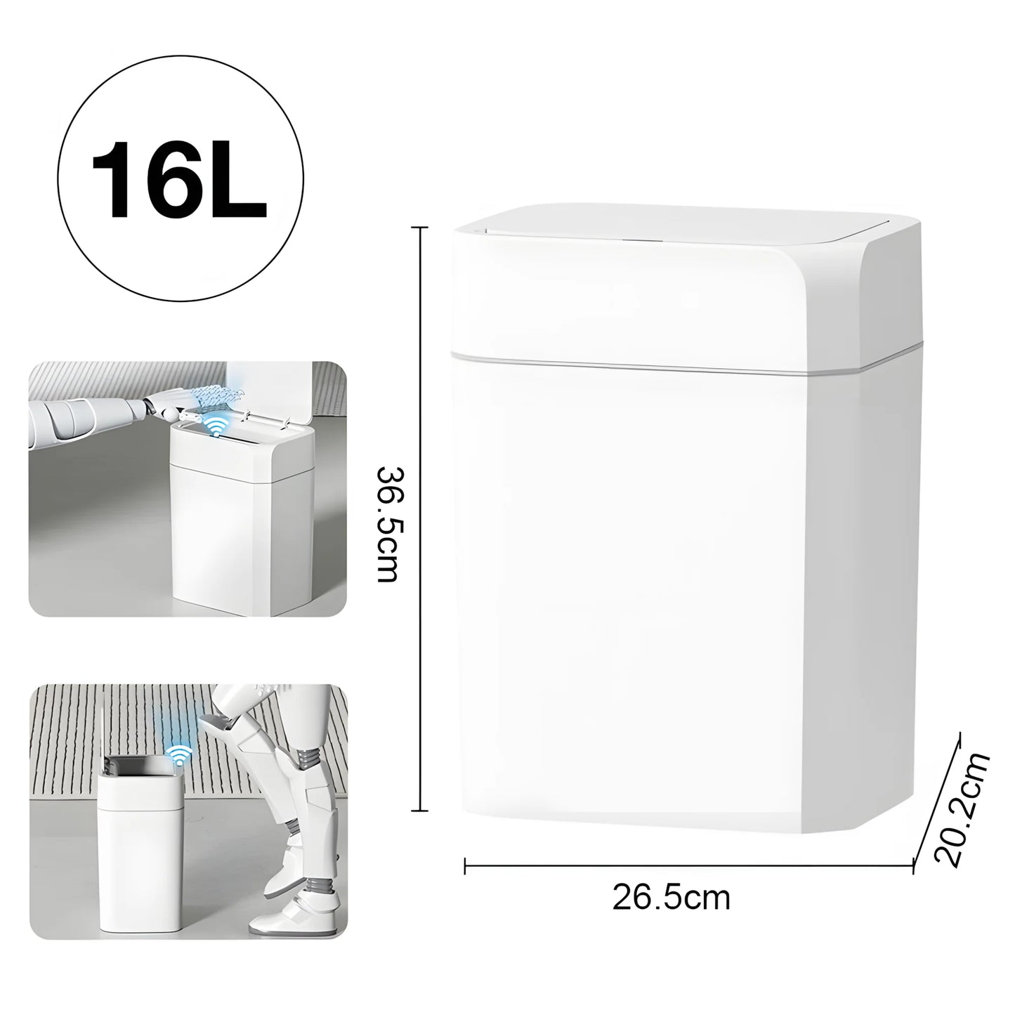 Smart Sensor Trash Can - 12/16L Automatic Anti-Odor Electric Waste Bin for Bathroom & Toilet