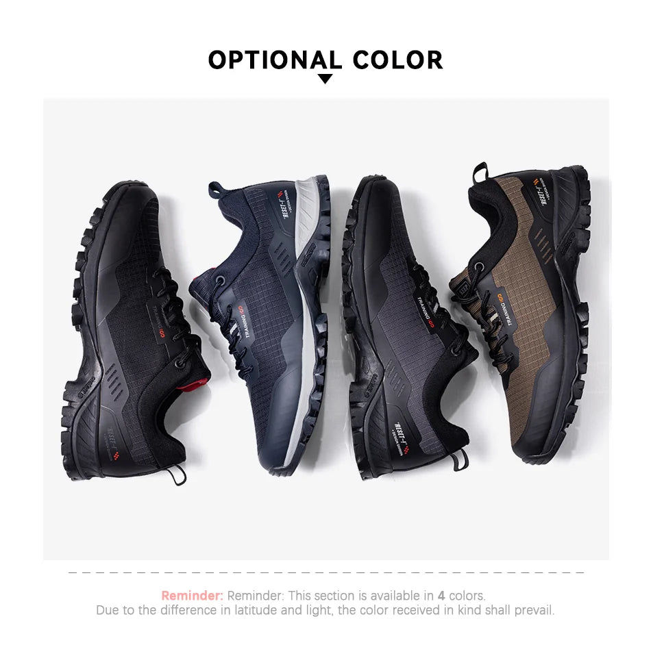 Baasploa Men's Waterproof Hiking Shoes – Anti-Skid, Wear-Resistant Outdoor Sneakers for Travel & Sports