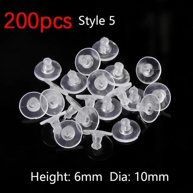 100-200PCS Rubber Earring Backs & Fishhook Ear Stoppers for Jewelry Making and DIY Earring Repairs