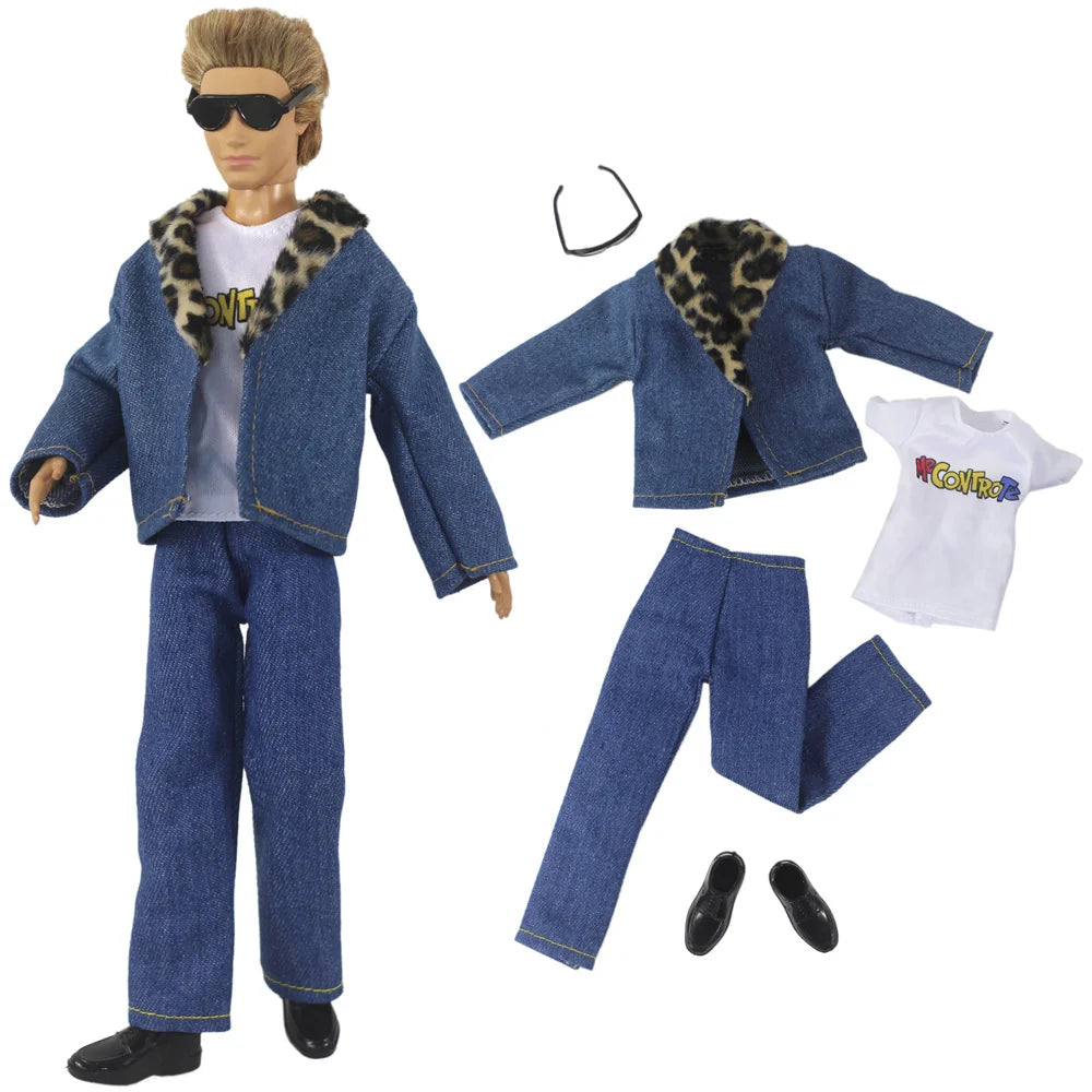 1 Set Woolen Overcoat Outfit for 12-inch Ken Doll – Multiple Styles Doll Clothes