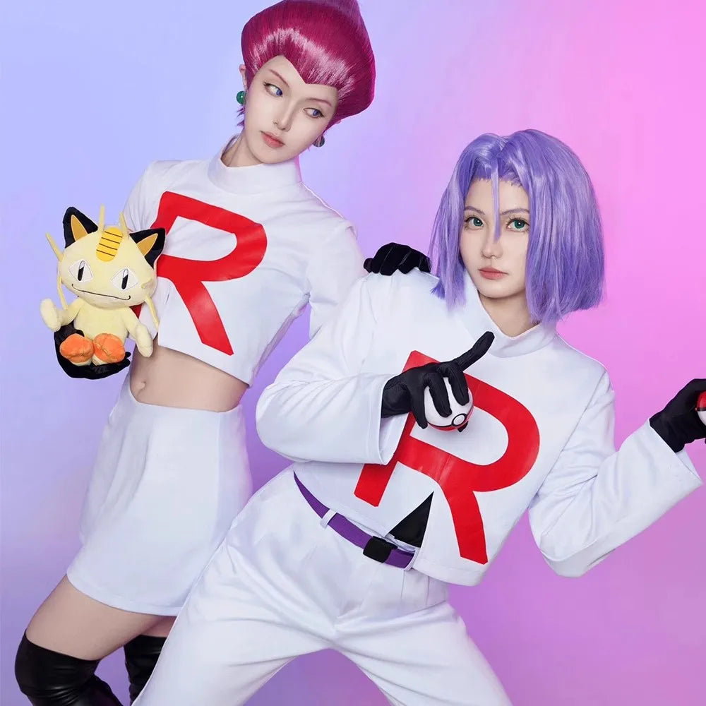 Anime Jessie & James Cosplay Costume – Team Rocket Full Set for Men & Women, Halloween Outfit