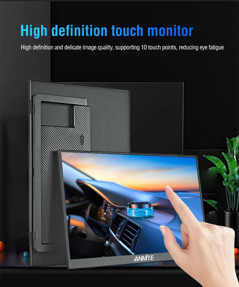 Anmite 15.6" Portable Touch Monitor – 1080P HDR Low Blue Light Display for Xbox, PS4/5, Switch & PC