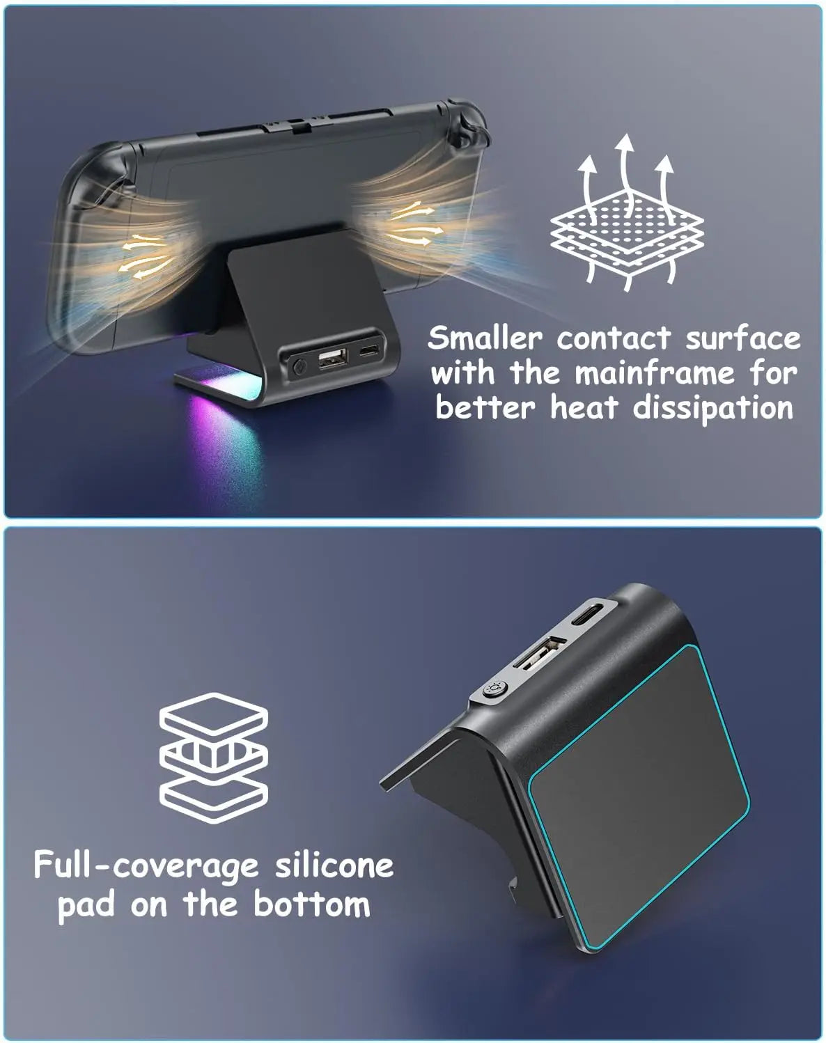 RGB Charger Dock for Nintendo Switch – Portable Charging Stand for 2 Joy-Con Controllers