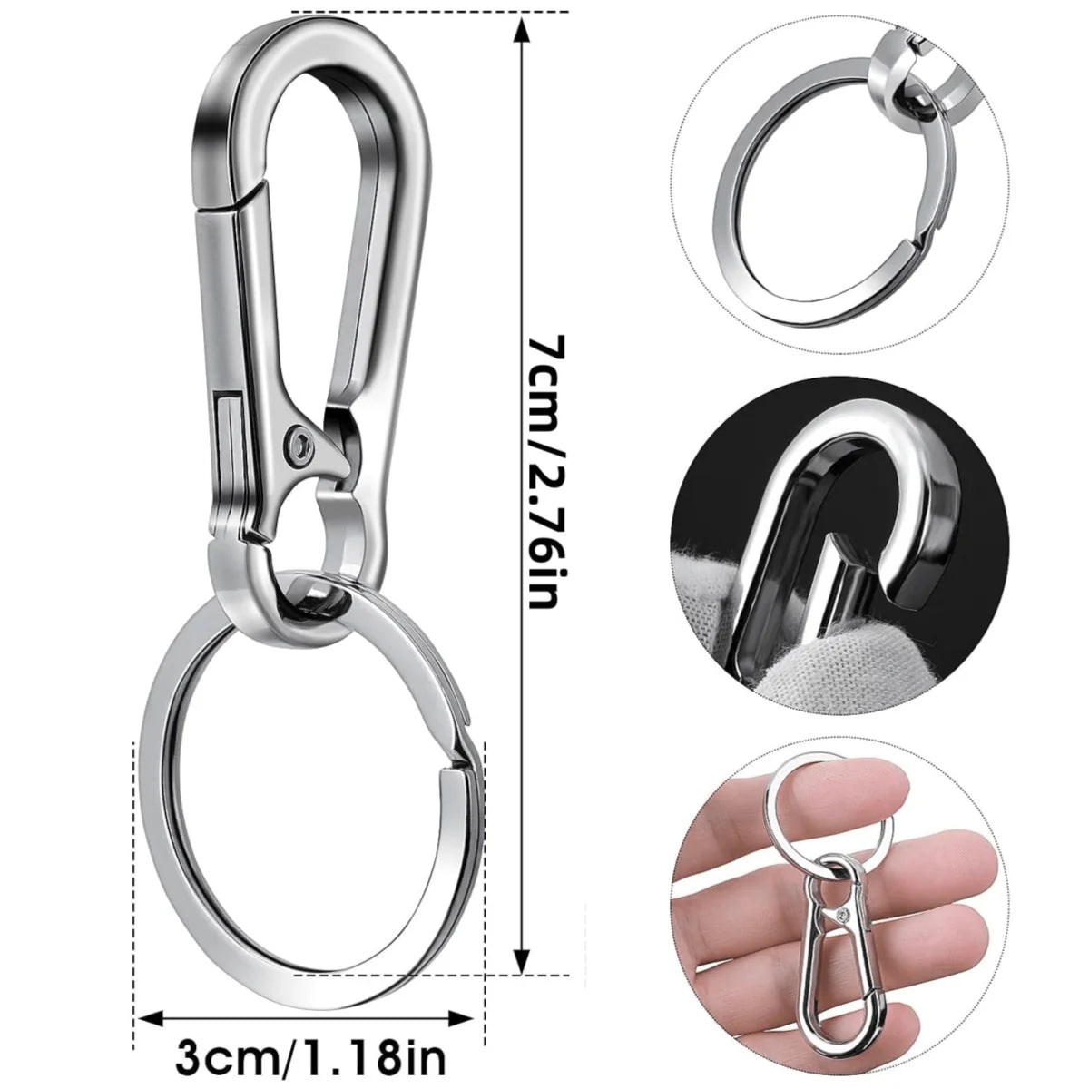 4Pcs Metal Carabiner Clip Keychain – Key Ring Hook Holder Organizer for Car Keys