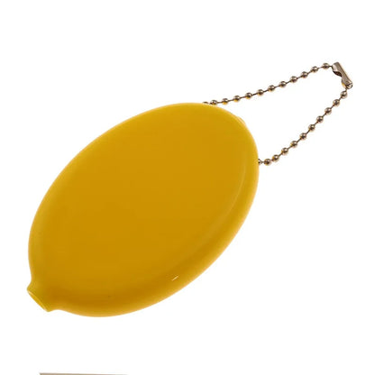 Small Oval PVC Coin Purse – Colorful Change Holder with Chain for Travel & Accessories