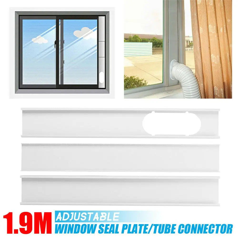 1/2PCS Adjustable Portable AC Window Kit – Slide Plate & Exhaust Hose Connector with Wind Shield Adapter