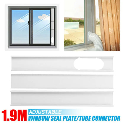 1/2PCS Portable AC Window Kit – Adjustable Slide Plate & Exhaust Hose Connector with Wind Shield Adapter