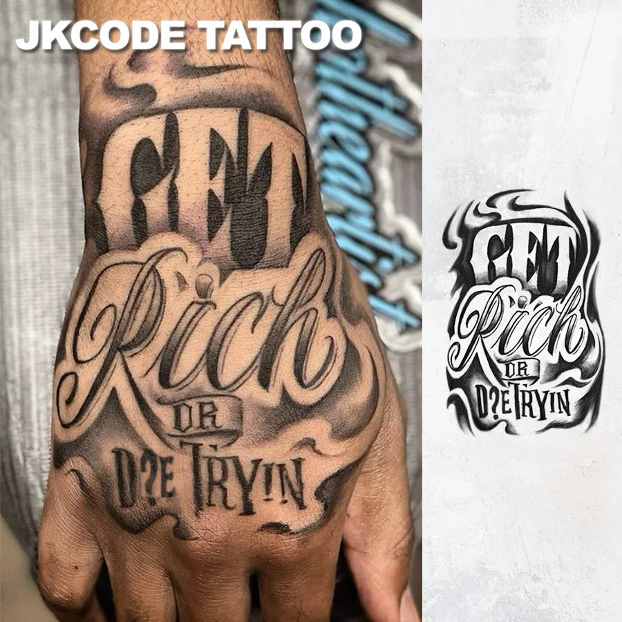 Semi-Permanent Temporary Tattoos - Waterproof Realistic Graffiti, Totem, Hip-Hop & Plant Design Body Art