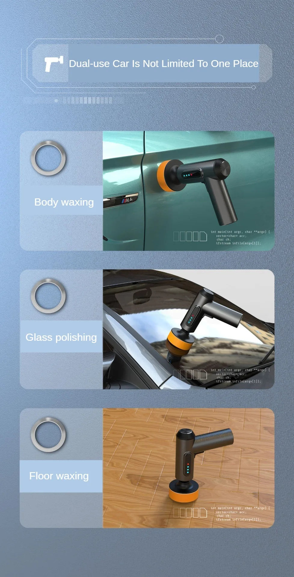 Wireless Car Polisher Machine — Cordless Electric Auto Waxing & Polishing Tool for Car Repair