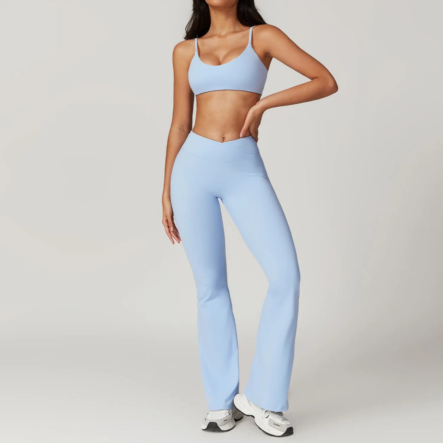 Women’s 2PCS Sportswear Yoga Set – Short Sleeve Crop Top & High Waist Leggings for Gym & Fitness
