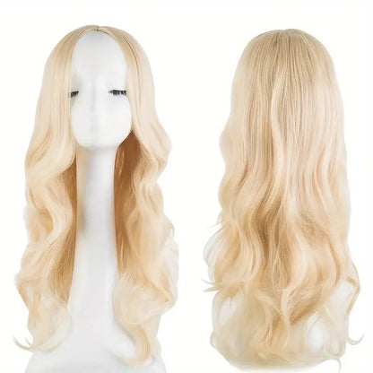 27 Inch Long Curly Synthetic Wig for Women - Black & Blonde Fancy Dress Wig, Glamorous Synthetic Hair