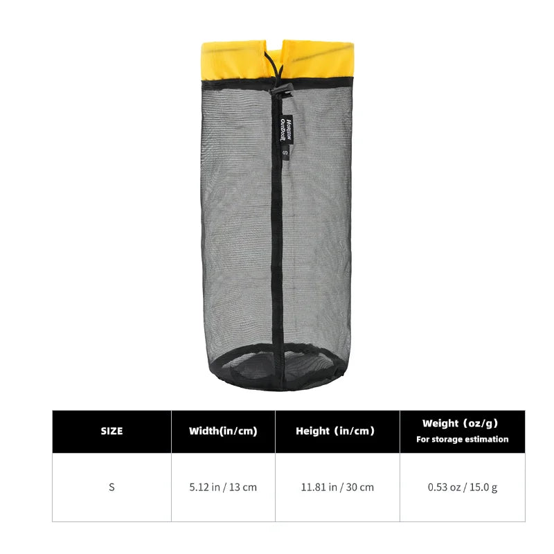 Lightweight Mesh Stuff Sack - Drawstring Compression Storage Bag for Camping, Hiking, Laundry & Grocery