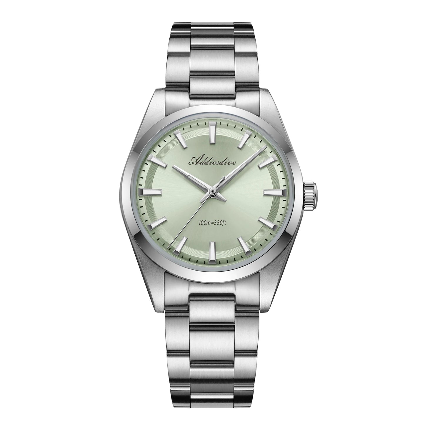 ADDIESDIVE Men's Luxury Quartz Watch – VH31, 100m Waterproof, Green AR Coating, Luminous, 316L Stainless Steel, 36mm