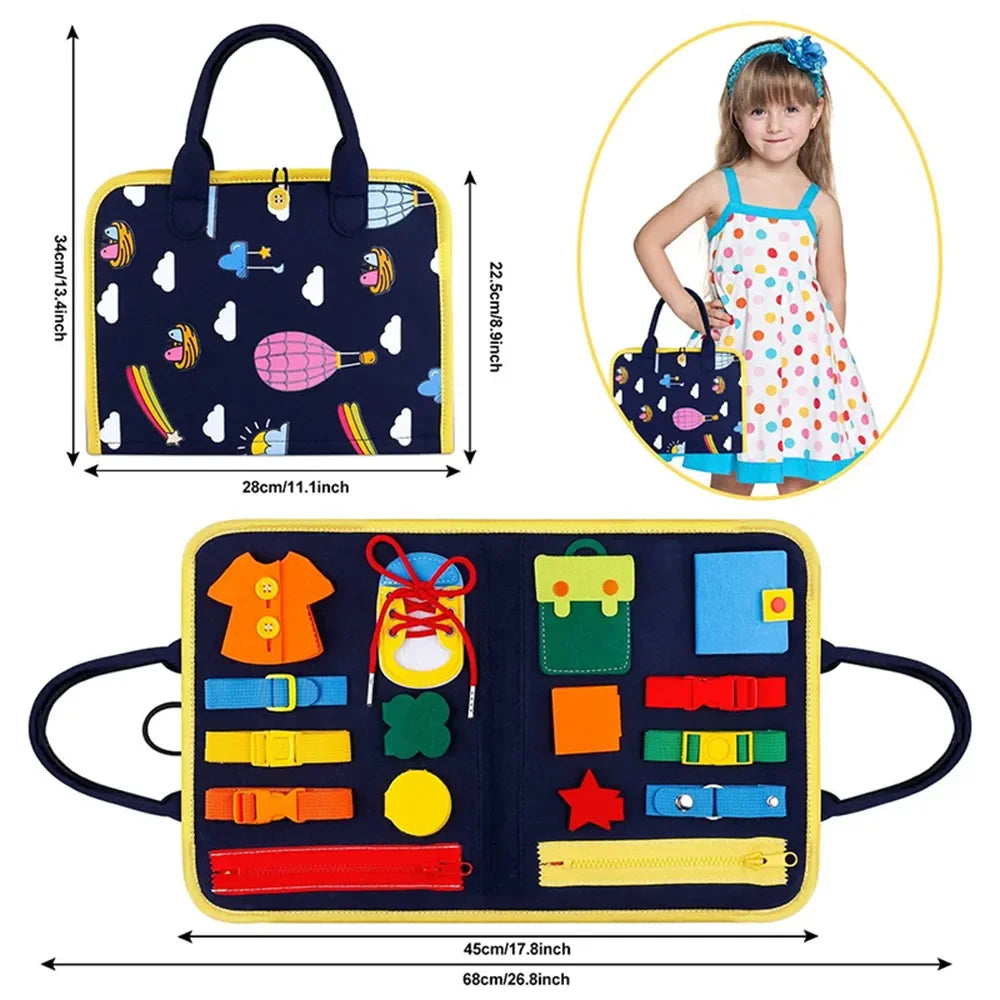 Montessori Busy Board for Toddlers – Sensory Toy for Preschool Learning & Fine Motor Skills, Travel Activities for Boys