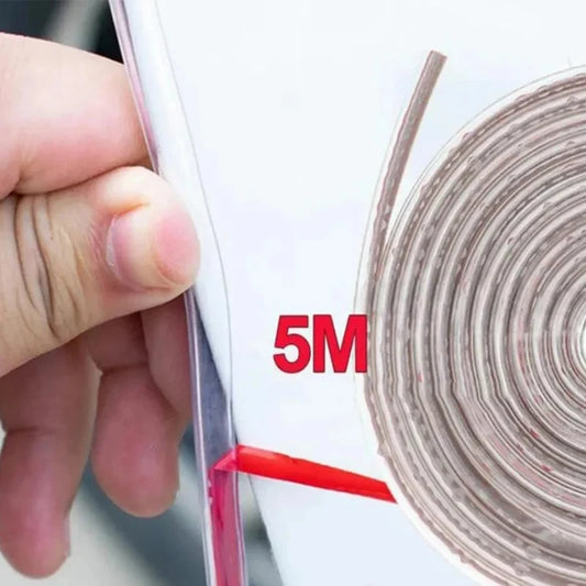 5M Car Door Edge Protector Strip - Transparent PVC Anti-Scratch Anti-Collision Sealing Tape for Vehicle Door Trim Protection