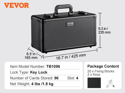 VEVOR Graded Card Storage Box – 4 or 5 Slot Foam Divider Case with Key or Coded Lock for PSA 96/108/120/162 Cards