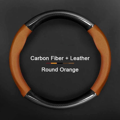 Hyundai Carbon-Fiber Leather Steering Wheel Cover — Fits i20/i30/i40/ix25/ix35/ix55/Elantra/Tucson/Sonata/Solaris/Palisade/Nexo