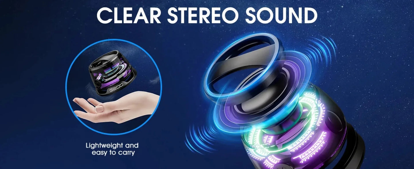 Mini Travel Bluetooth Speaker – Portable Outdoor Stereo with Magnetic Base, RGB Lights & Phone Holder for iOS
