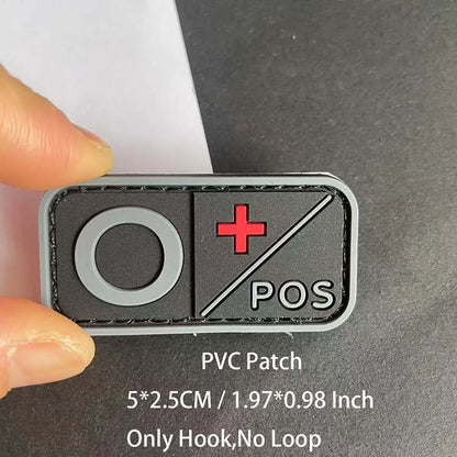 PVC Blood Type Hook Patch - A B AB O Positive Negative Military Tactical Badge for Backpack & Outdoor Gear
