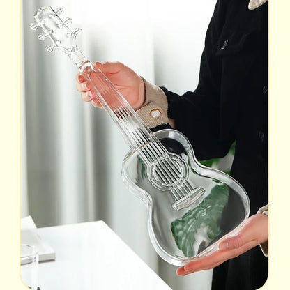 High Borosilicate Glass Wine Decanter – Guitar & Violin Shaped Thickened Transparent Bottle, Decorative Craft Wine Set