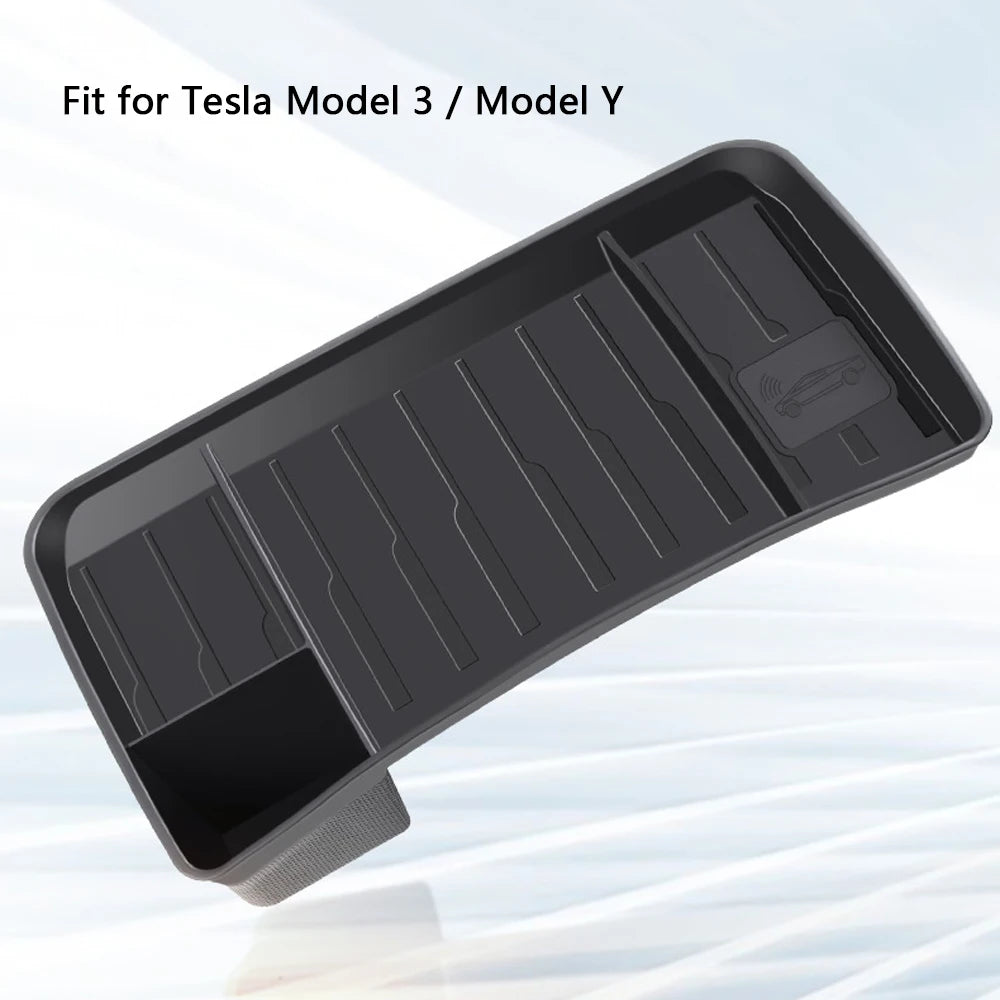 Tesla Model 3 & Y Rear Screen Storage Box – Hidden TPE Organizer Tray & Tissue Box for Interior Accessories