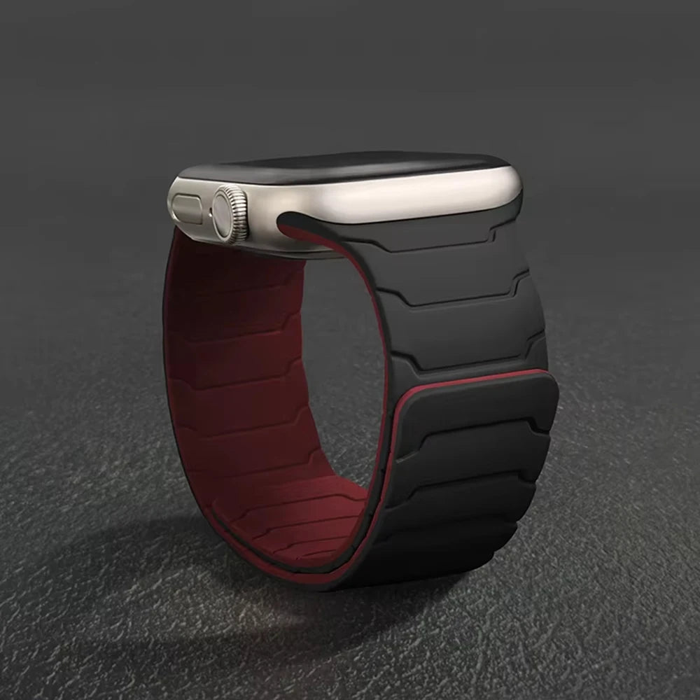 Silicone Magnetic Strap for Apple Watch - Adjustable Band for 49mm/46mm/45mm/44mm/42mm/41mm/40mm Series Ultra, SE & More